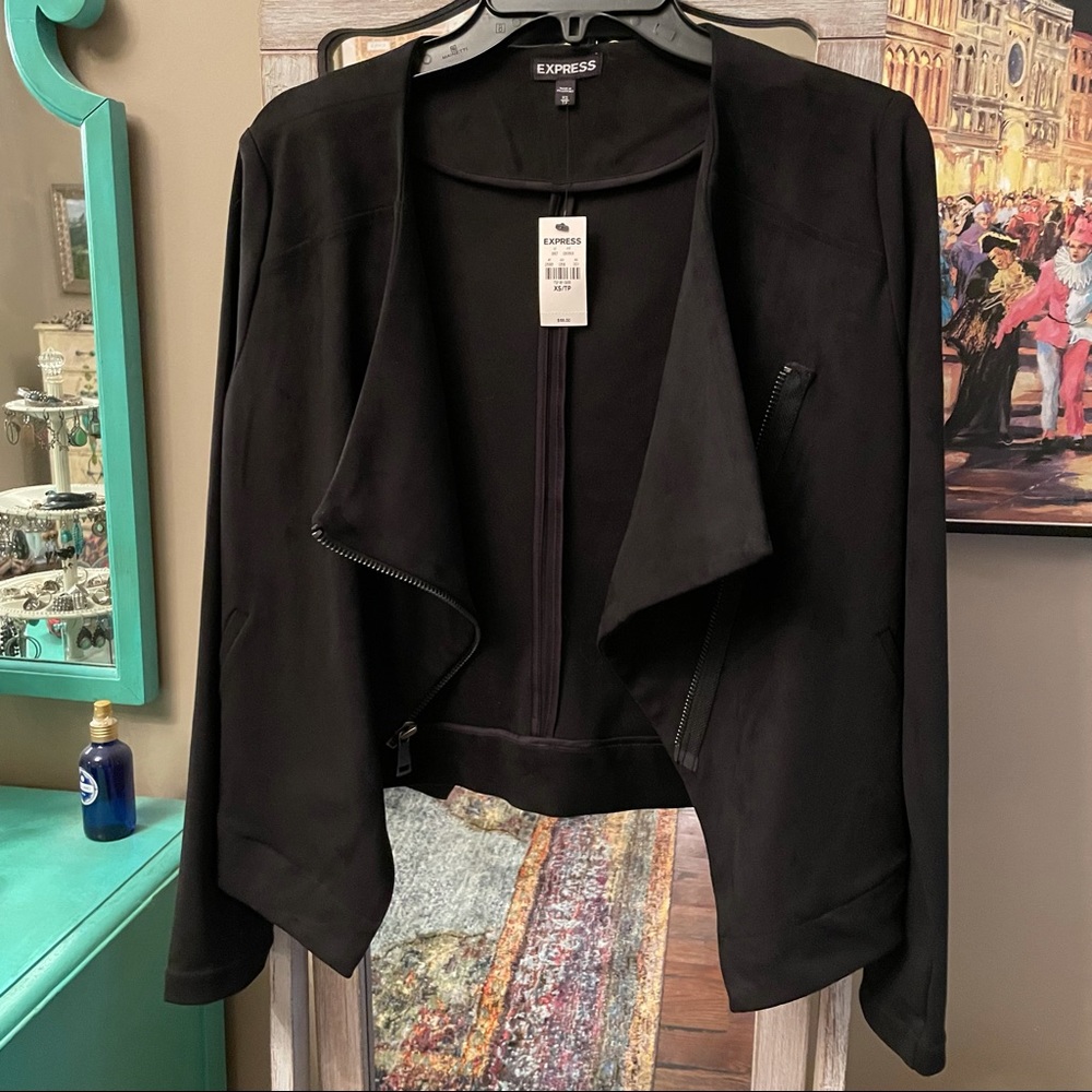Express Faux Suede Drape Jacket